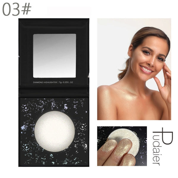 Diamond Highlighter for Face Makeup Illuminator Makeup Long-lasting Waterproof Blush Powder for Face Highlighter Palette