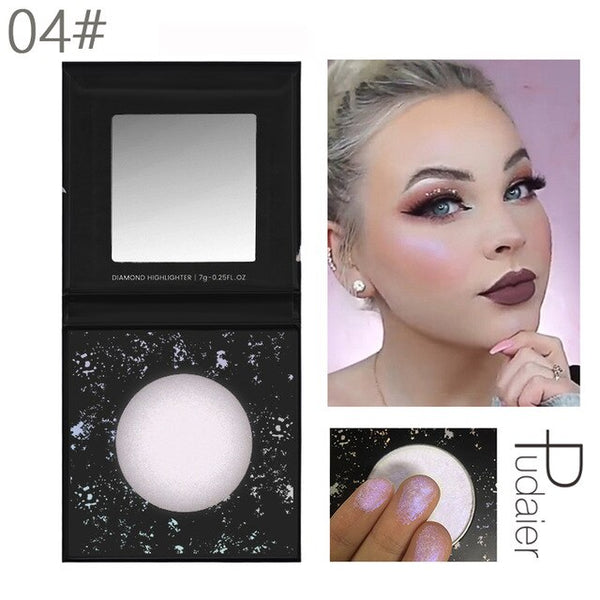Pudaier Diamond Highlighter for Face Makeup Illuminator Makeup Long-lasting Waterproof Blush Powder for Face Highlighter Palette