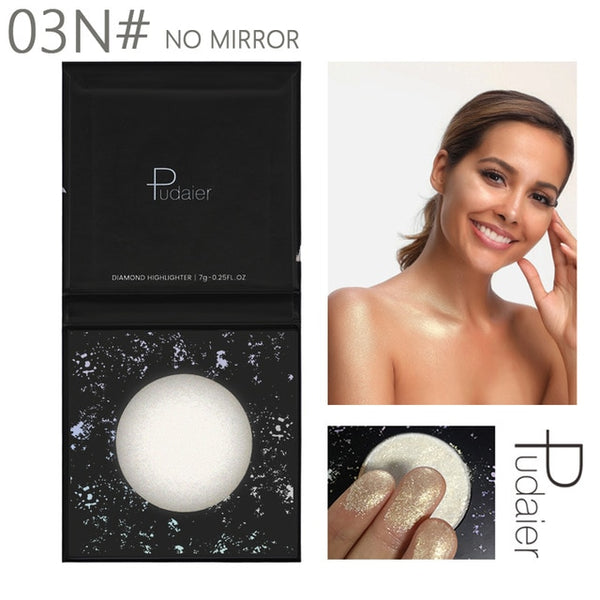 Pudaier Diamond Highlighter for Face Makeup Illuminator Makeup Long-lasting Waterproof Blush Powder for Face Highlighter Palette