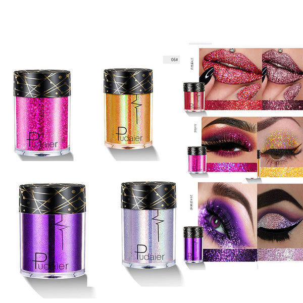 Pudaier Glitter Eyeshadow Pigment Waterproof Face Lip Nail Makeup Sombras para Ojos Eyeshadow Shimmer Ombre a Paupiere Lasting
