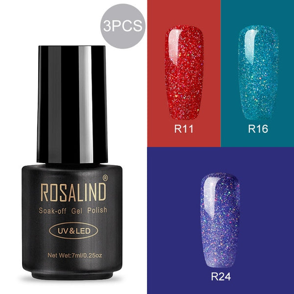 ROSALIND 7ml Gel Polish Nail Polish Nail Art Semi Permanent UV Gel Hybrid Set For Manicure Soak Off Lacquer White Primer
