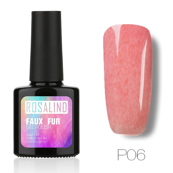 ROSALIND Gel 1s 10ML Faux Fur Effect P01-26  Gel Nail Polish Soak Off Nail Art Varnish UV LED Long-Lasting 3D Gel lacquer
