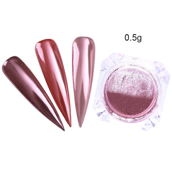Rose Gold Mirror Nail Glitter Powder Gel Polish Chrome Pigment Dust Shinning Glitters Manicure Nail Art Decorations