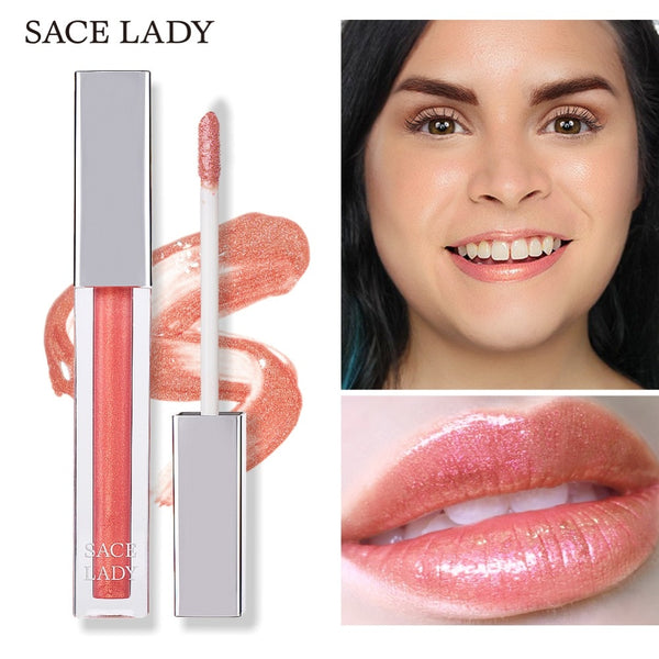 SACE LADY Glitter Lip Lacquer Makeup Beauty Shine Lip Gloss Make Up Smooth Shimmer Lipgloss Sexy