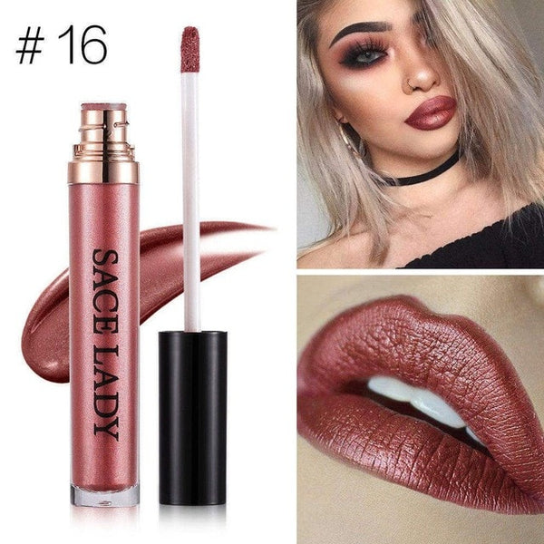 Lipstick Makeup Waterproof Metal Lip Gloss Tint Liquid Lip gloss Shimmer Make Up