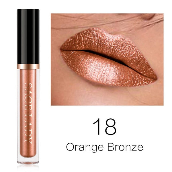 Glitter Lipstick Makeup Waterproof Metal Lip Gloss Tint Liquid Lip-gloss Shimmer Make Up Metallic Pigment Cosmetic