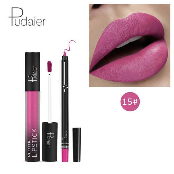 HOT 26Colors Kylijen Matte Liquid Lipstick Lipgloss +Lip Lipliner