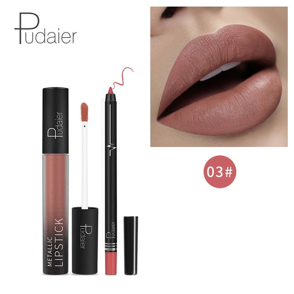 HOT 26Colors Kylijen Matte Liquid Lipstick Lipgloss +Lip Lipliner