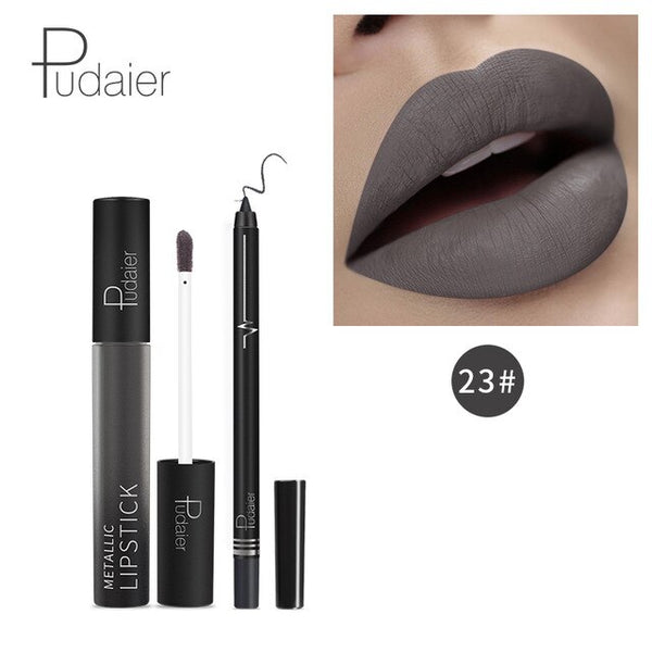 HOT 26Colors Kylijen Matte Liquid Lipstick Lipgloss +Lip Lipliner