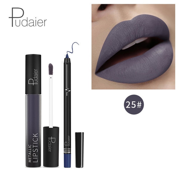 HOT 26Colors Kylijen Matte Liquid Lipstick Lipgloss +Lip Lipliner