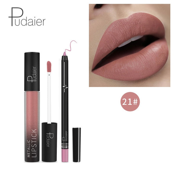 HOT 26Colors Kylijen Matte Liquid Lipstick Lipgloss +Lip Lipliner