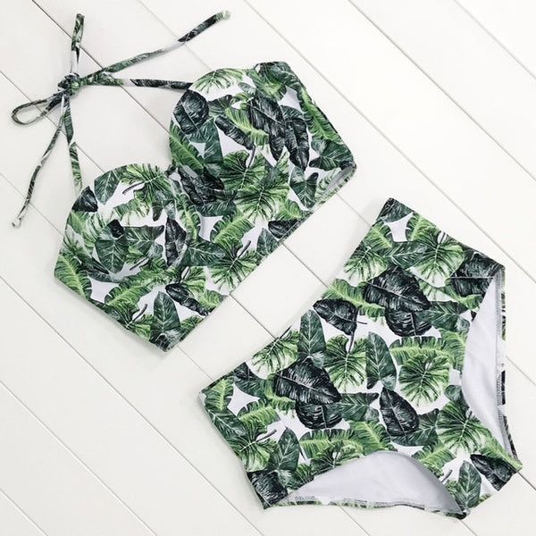 Sexy Floral Print High Waist Swimsuit