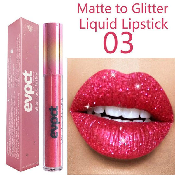 Fashion Matte to Glitter Liquid Lipstick Cosmetics Long Lasting Waterproof Lips Metallic Lip Gloss Beauty Makeup