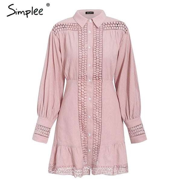 lace women dress Long lantern sleeve dress