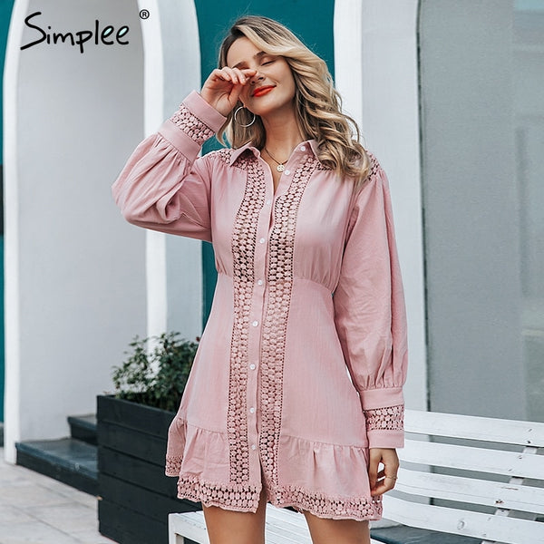 lace women dress Long lantern sleeve dress
