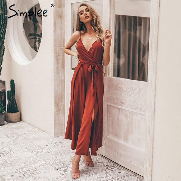 Sexy floral print jumpsuits women V neck