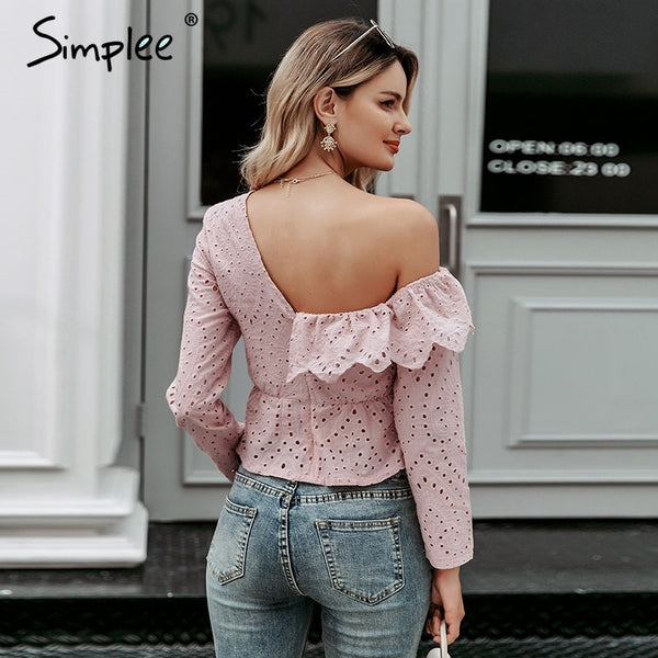 Sexy one shoulder women blouse shirt