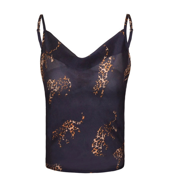 Sexy v neck black satin top women tank top