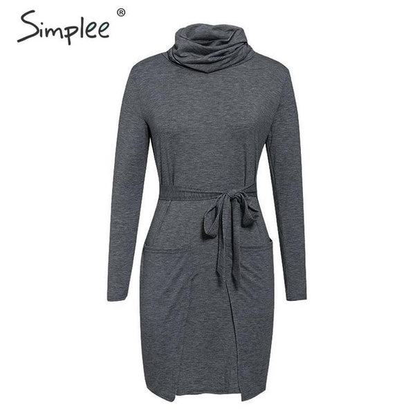 Simple Women solid strap pocket dress