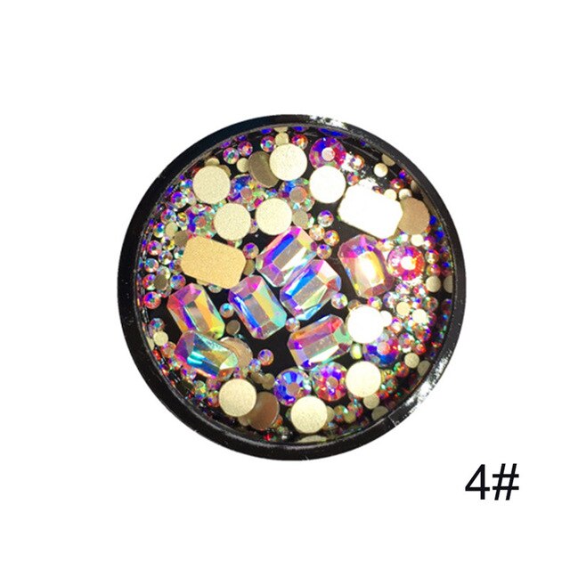 Strass d'ongle en cristal clair de décoration ronde argentée mélangée d'art d'ongle pour le Gel UV acrylique Shinning accessoires d'ongle d'art de corps