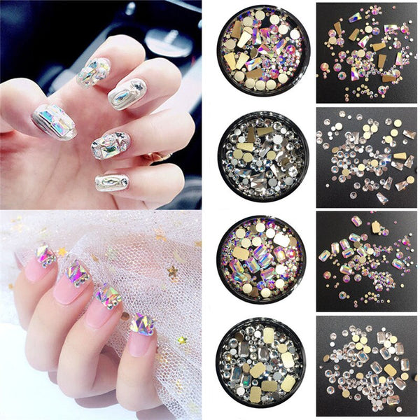 Strass d'ongle en cristal clair de décoration ronde argentée mélangée d'art d'ongle pour le Gel UV acrylique Shinning accessoires d'ongle d'art de corps