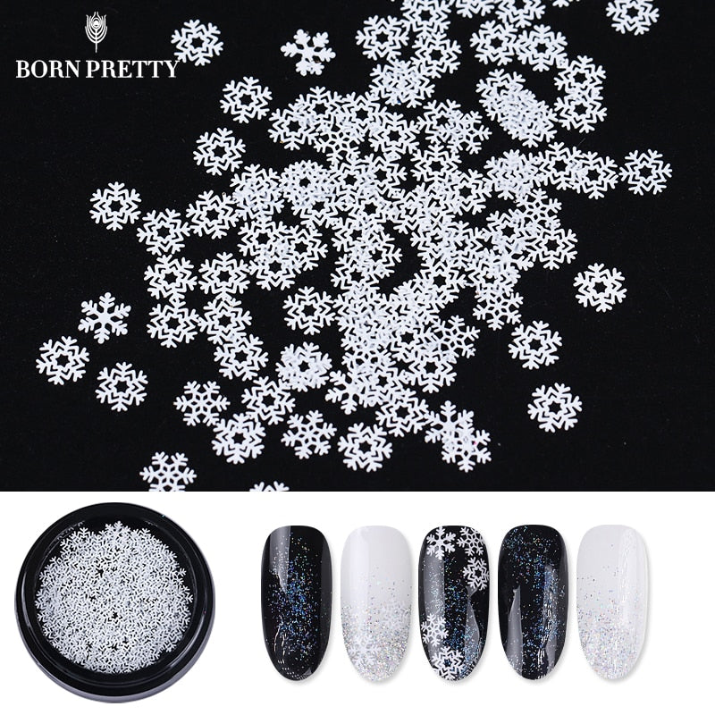 White Snowflake Nail Sequins Merry Christmas Metal Flakies Manicure Nail Art 3D Decorations