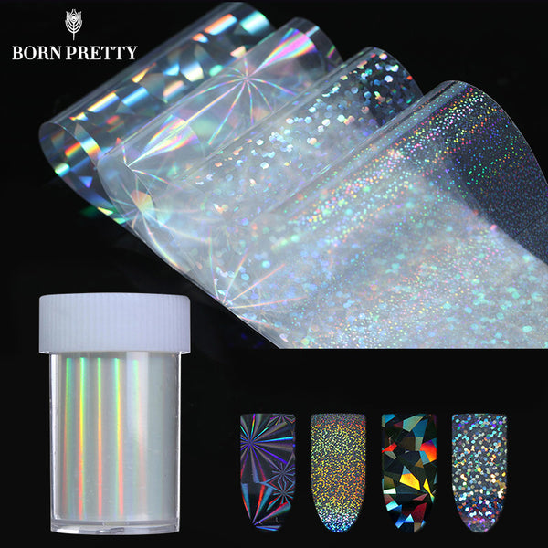 holographic Starry Stickers Nail Foil 4*100cm Holo Glitter Transfer Sticker 8 Patterns Manicure Nail Art Decoration