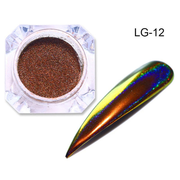 0.2g Peacock Holographic Chameleon Nail Glitter Powder Mirror Holo Laser Chrome Pigment Manicure Nail Art Decorations