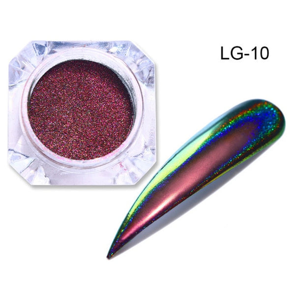 0.2g Peacock Holographic Chameleon Nail Glitter Powder Mirror Holo Laser Chrome Pigment Manicure Nail Art Decorations