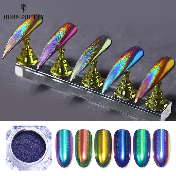 0.2g Peacock Holographic Chameleon Nail Glitter Powder Mirror Holo Laser Chrome Pigment Manicure Nail Art Decorations