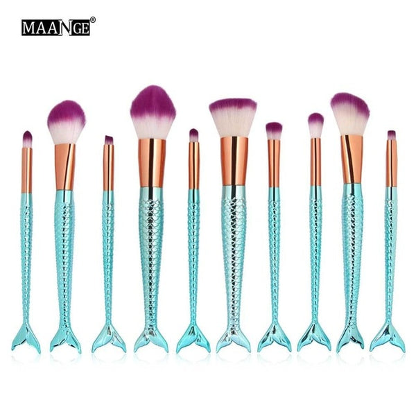 1-16PCS Big Mermaid Makeup Brushes Set