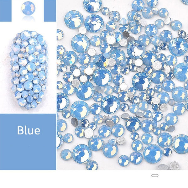 1 Bag Opal Jelly Pink White Nail Rhinestones Mix Size Flat Back 3D Nail Art Decorations Crystals DIY Nail Tips Accessories