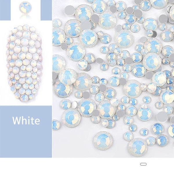 1 Bag Opal Jelly Pink White Nail Rhinestones Mix Size Flat Back 3D Nail Art Decorations Crystals DIY Nail Tips Accessories