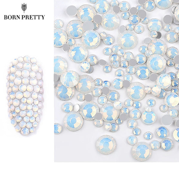 1 Bag Opal Jelly Pink White Nail Rhinestones Mix Size Flat Back 3D Nail Art Decorations Crystals DIY Nail Tips Accessories