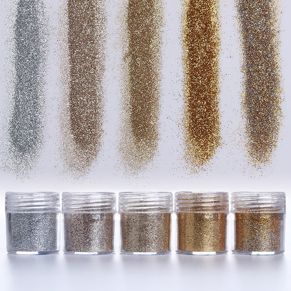 1 Box 10ml Dazzling Champagne Silver Nail Glitter Powder Nail Dust Tips Nail Tools for nail polish #18751