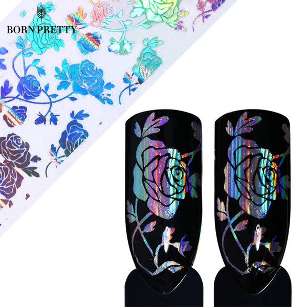 1 Roll Holo Rose Flower Starry Nail Foil 4*100cm Transfer Sticker Manicure for Nail Art Decoration