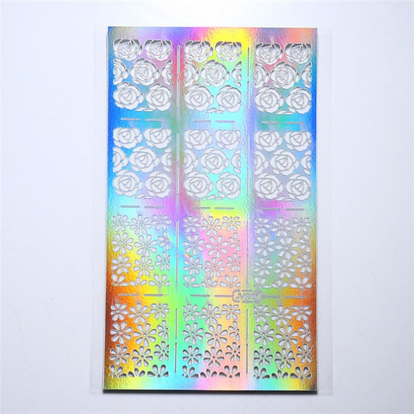 1 Sheet Irregular Pattern Nail Vinyls Rose Manicure Nail Art Stencil Stickers 12 Tips/Sheet