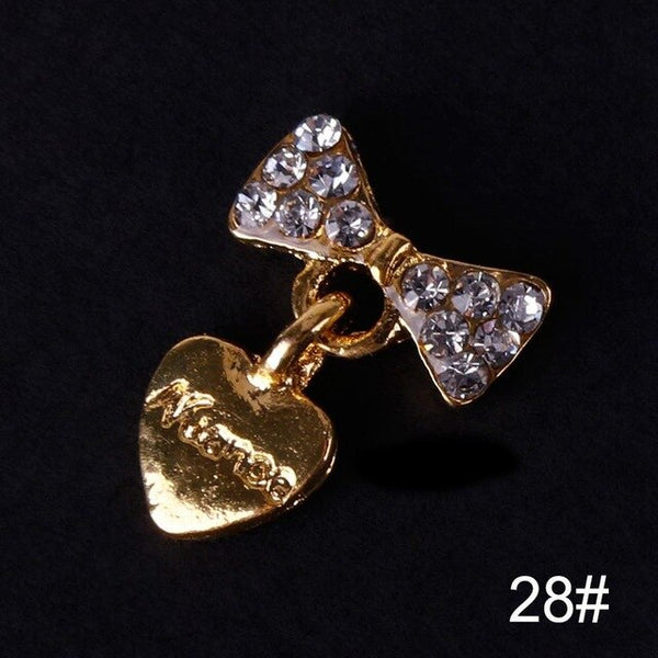 1 pièces 3D Nail Art décorations arc Design 28 Style paillettes strass alliage accessoires goujons pour ongles #277845
