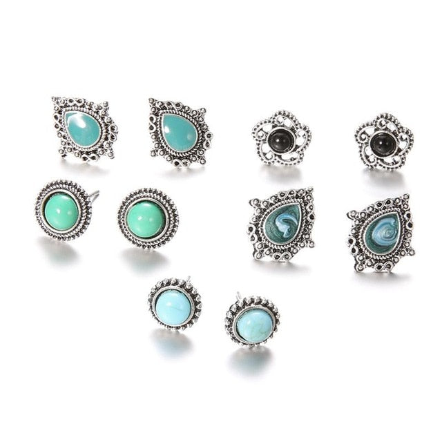 10 Pcs/set Women Fashion Earrings Set Personality Party Wedding Bohemian Jewelry