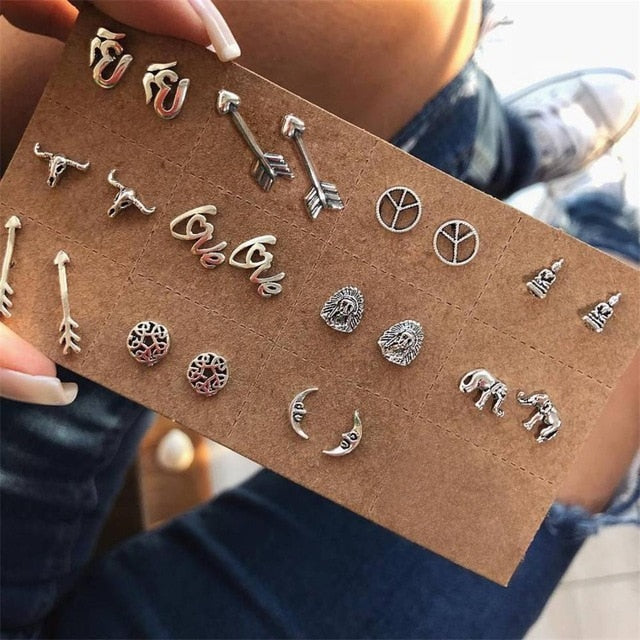 11 Pairs  Earrings Set Women Charm Party Wedding Jewelry