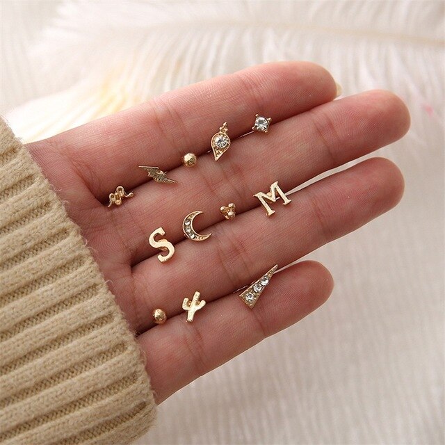 12 Pcs/set Women Fashion  Earrings Set Girls Party Wedding Jewelry Accessories