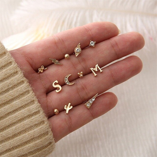 12 Pcs/set Women Fashion  Earrings Set Girls Party Wedding Jewelry Accessories
