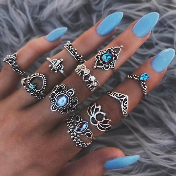 13 Pcs/Set Women Fashion Ring Lady Party Ring Set