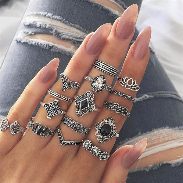 15 Pcs/set Ring Set Women Wedding Anniversary Gift