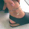 2 Pcs/set women fashion  Anklet Set Summer Beach Silver Jewelry gifts