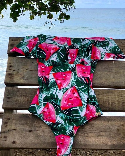 New Sexy Off The Shoulder Solid Swimwear Women