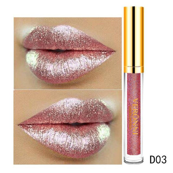 Women's Fashion 10 Color Womens Magic Glitter Flip Lipstick Flip Pull Matte Pearl Lip Gloss Clu