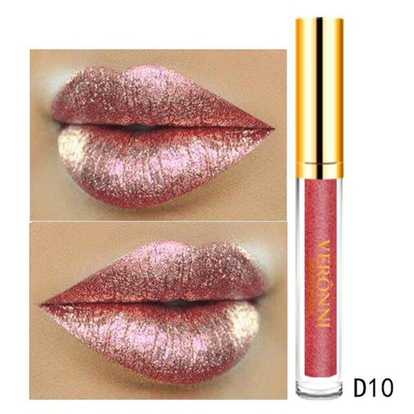 Women's Fashion 10 Color Womens Magic Glitter Flip Lipstick Flip Pull Matte Pearl Lip Gloss Clu