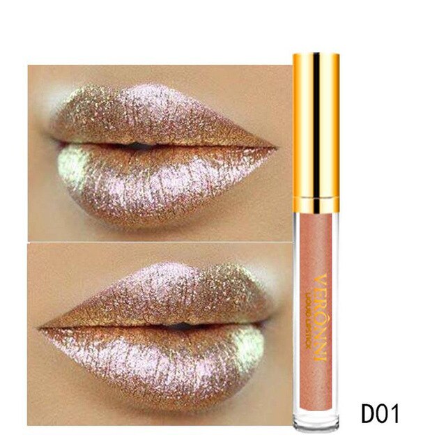 Women's Fashion 10 Color Womens Magic Glitter Flip Lipstick Flip Pull Matte Pearl Lip Gloss Clu