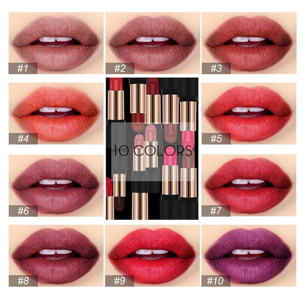 Bright Colors Matte Lipstick Elegant Velvet Matte Texture Fashion Waterproof Long Lasting Lipstick Cosmetic Sexy Lip Gloss